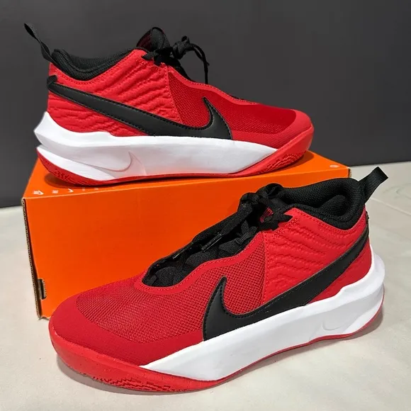 Nike Team Hustle D10 GS 'University Red' Athletic Sneakers CW6735-600 Size 6Y