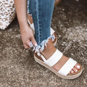 PU Leopard Buckle Strap Platform Sandals