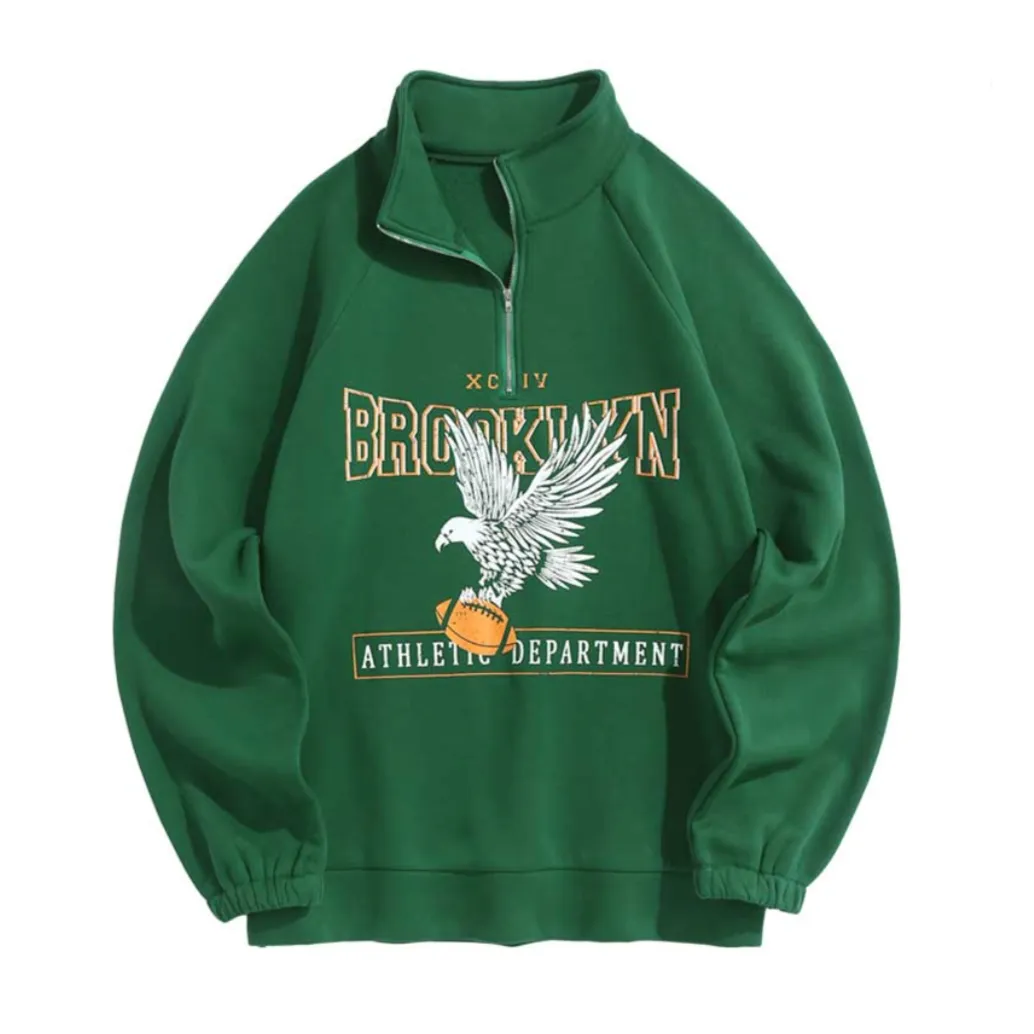 "BROOKLYN" Sweat-shirt Hoodie Col Camionneur Zipé Brodé - URB1™