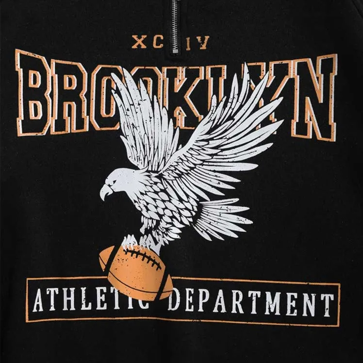 "BROOKLYN" Sweat-shirt Hoodie Col Camionneur Zipé Brodé - URB1™