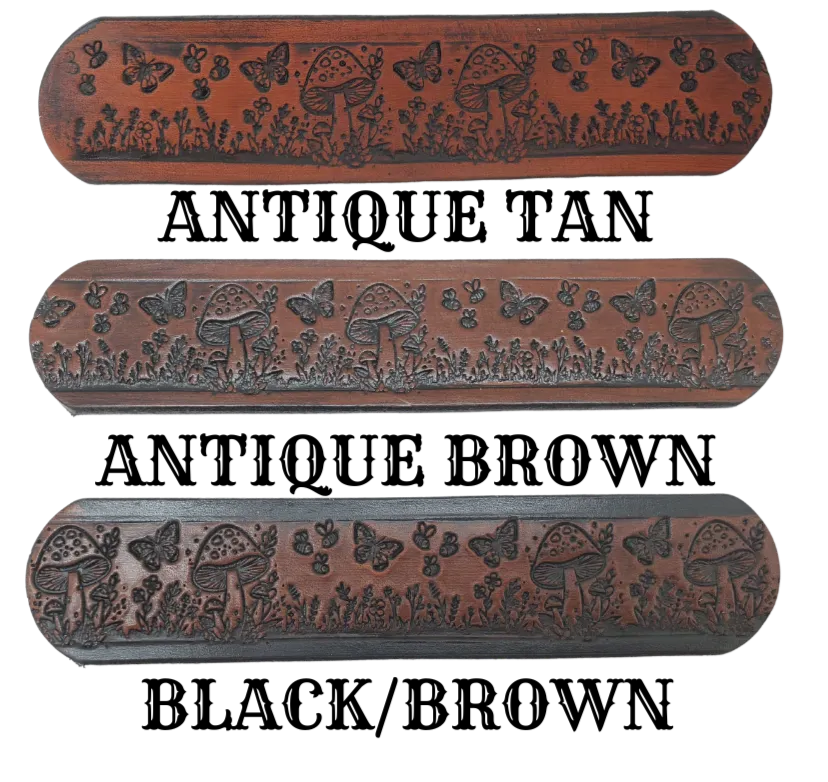 "The Groovy Mushroom" Brown Leather Belt