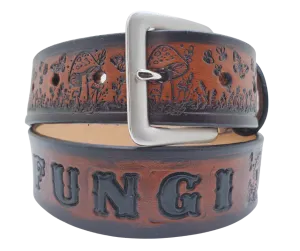 "The Groovy Mushroom" Brown Leather Belt