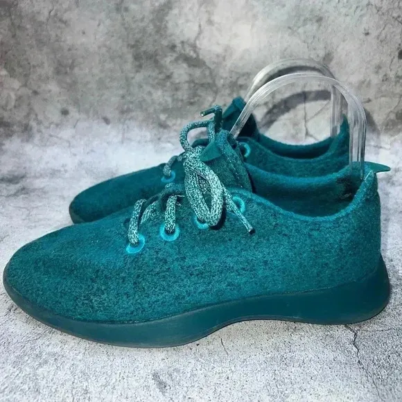 R2-6-4. ALLBIRDS RUNNING SHOES SNEAKERS MERINO WOOL TUKE TEAL BLUE WOMEN’S 7