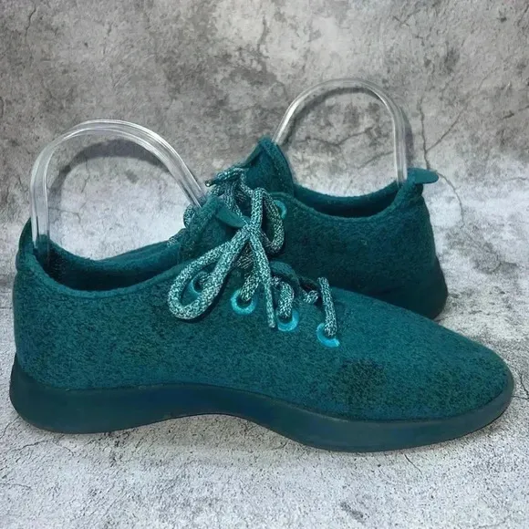 R2-6-4. ALLBIRDS RUNNING SHOES SNEAKERS MERINO WOOL TUKE TEAL BLUE WOMEN’S 7