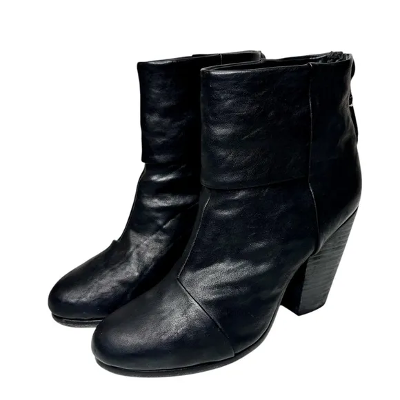 Rag &amp; Bone Newbury Leather Boots Black SZ 38, US 8