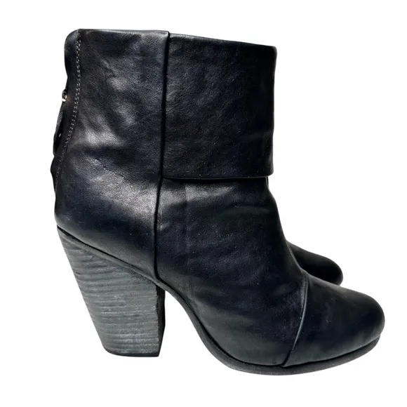 Rag &amp; Bone Newbury Leather Boots Black SZ 38, US 8