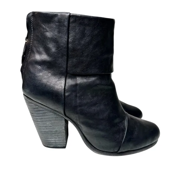 Rag &amp; Bone Newbury Leather Boots Black SZ 38, US 8