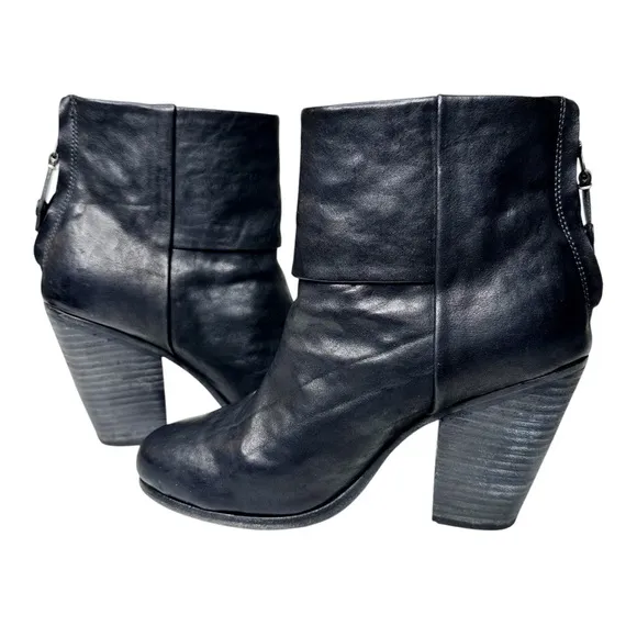 Rag &amp; Bone Newbury Leather Boots Black SZ 38, US 8