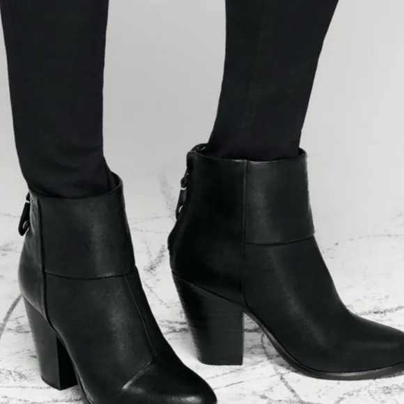Rag &amp; Bone Newbury Leather Boots Black SZ 38, US 8