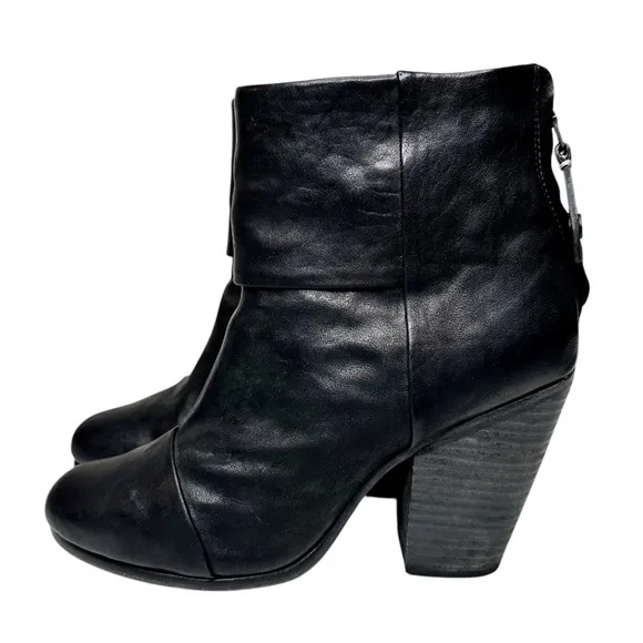 Rag &amp; Bone Newbury Leather Boots Black SZ 38, US 8