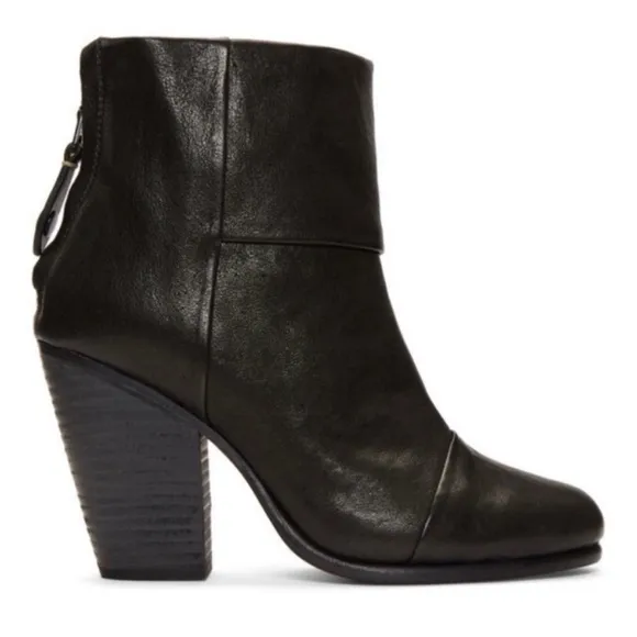 Rag &amp; Bone Newbury Leather Boots Black SZ 38, US 8