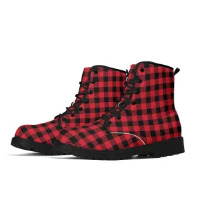 Red Buffalo Plaid Mens Vegan Boots