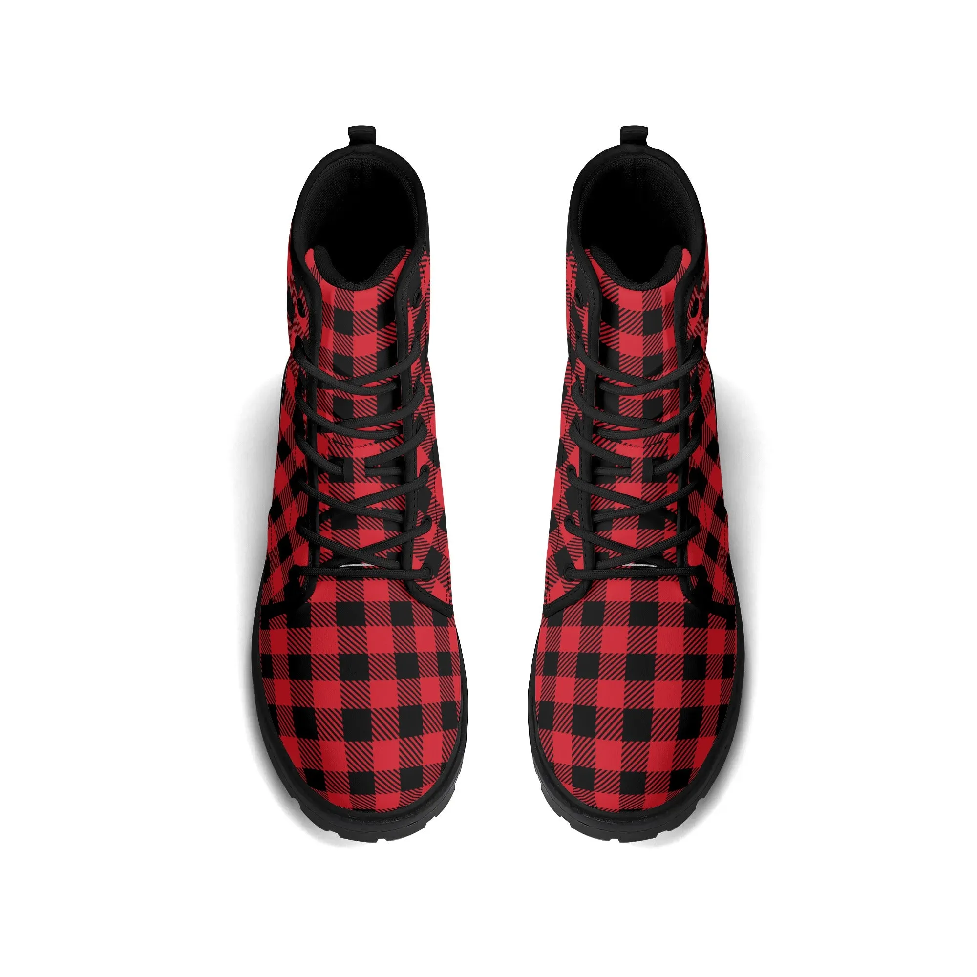 Red Buffalo Plaid Mens Vegan Boots
