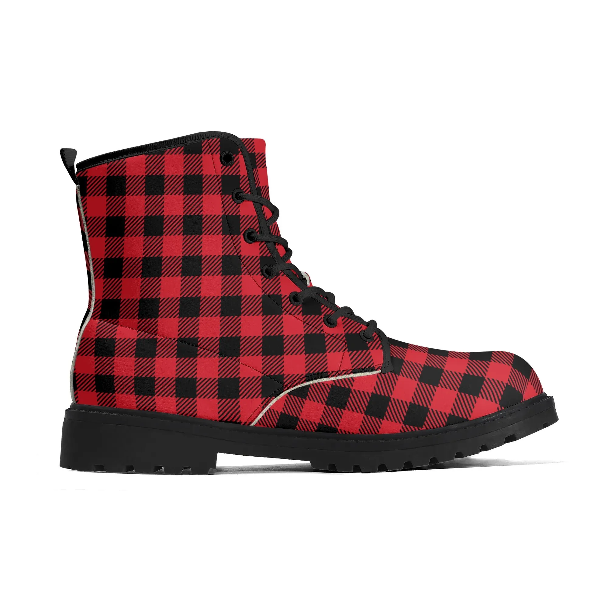 Red Buffalo Plaid Mens Vegan Boots