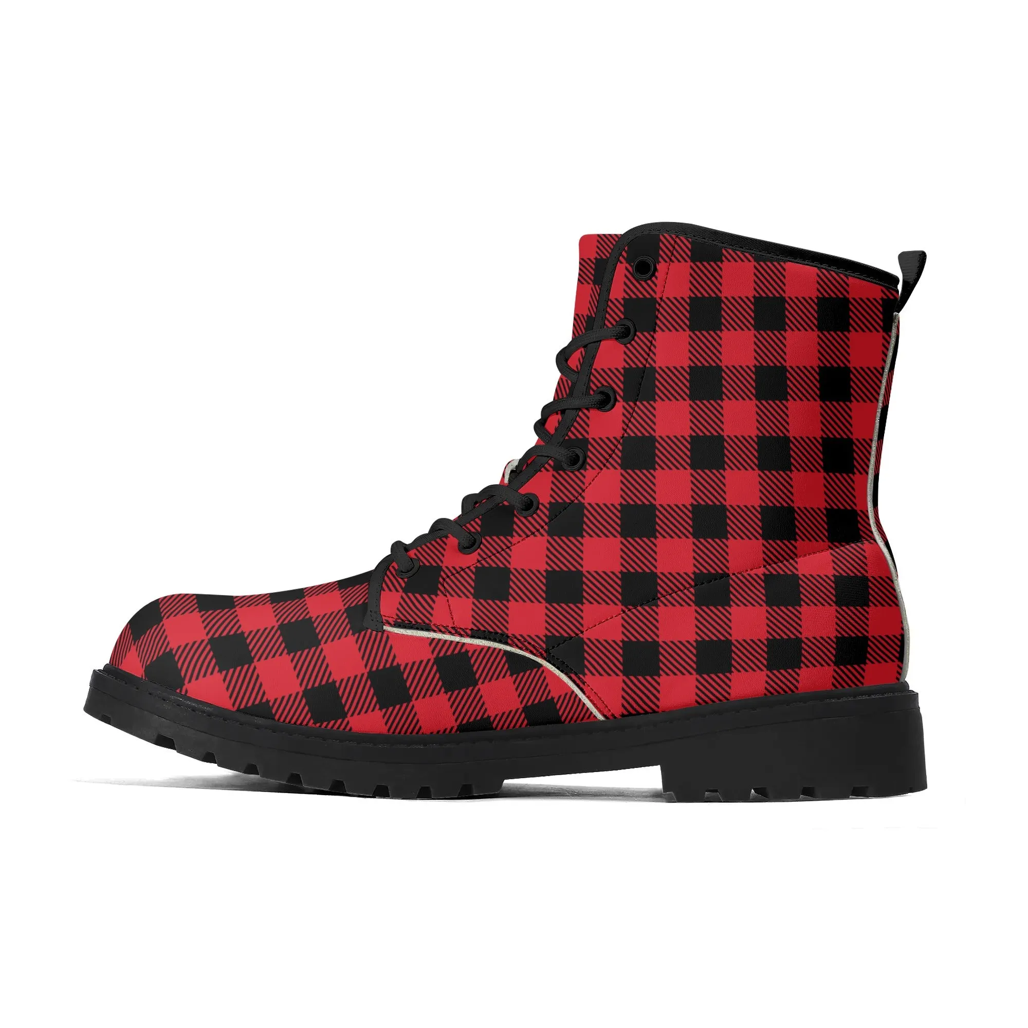 Red Buffalo Plaid Mens Vegan Boots