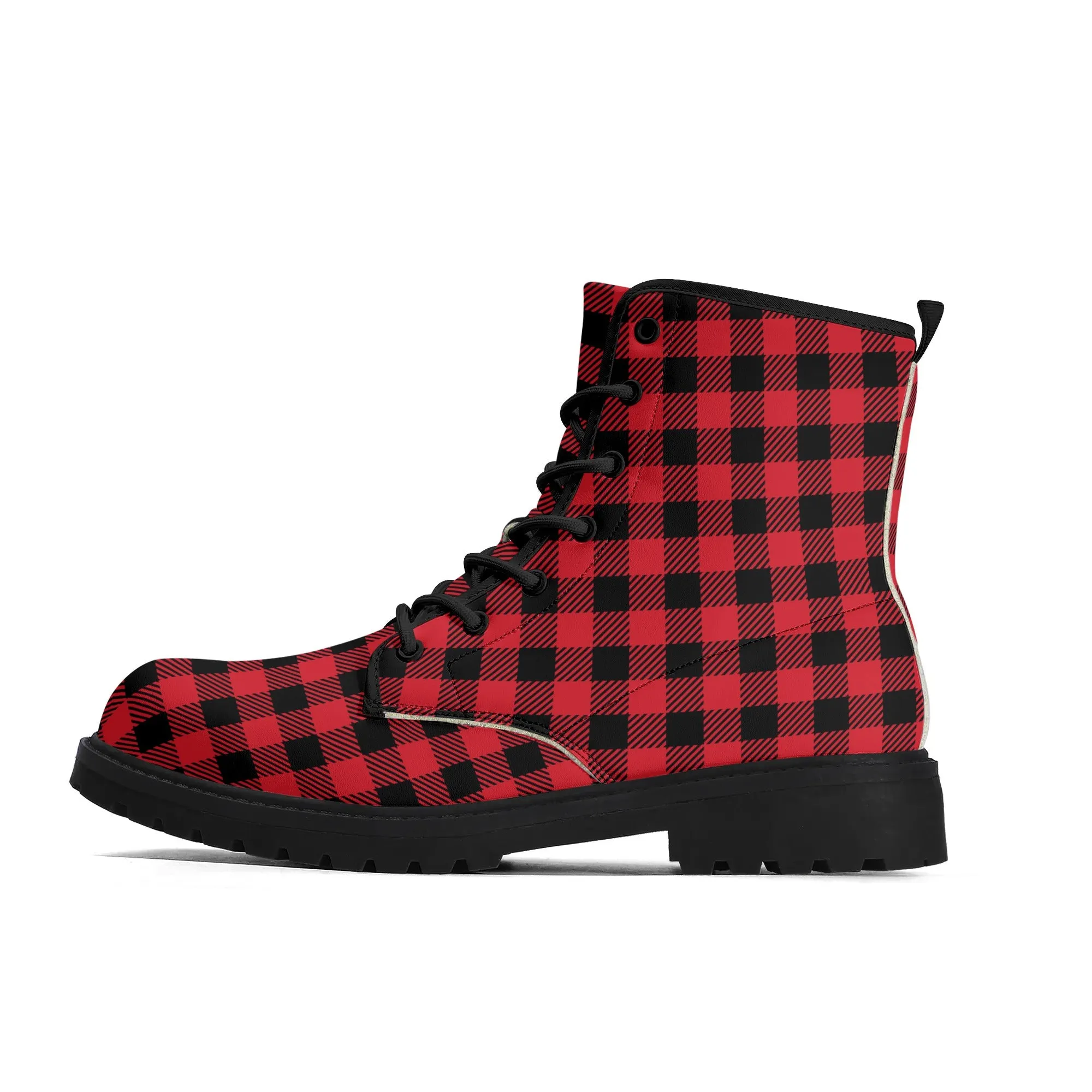 Red Buffalo Plaid Mens Vegan Boots