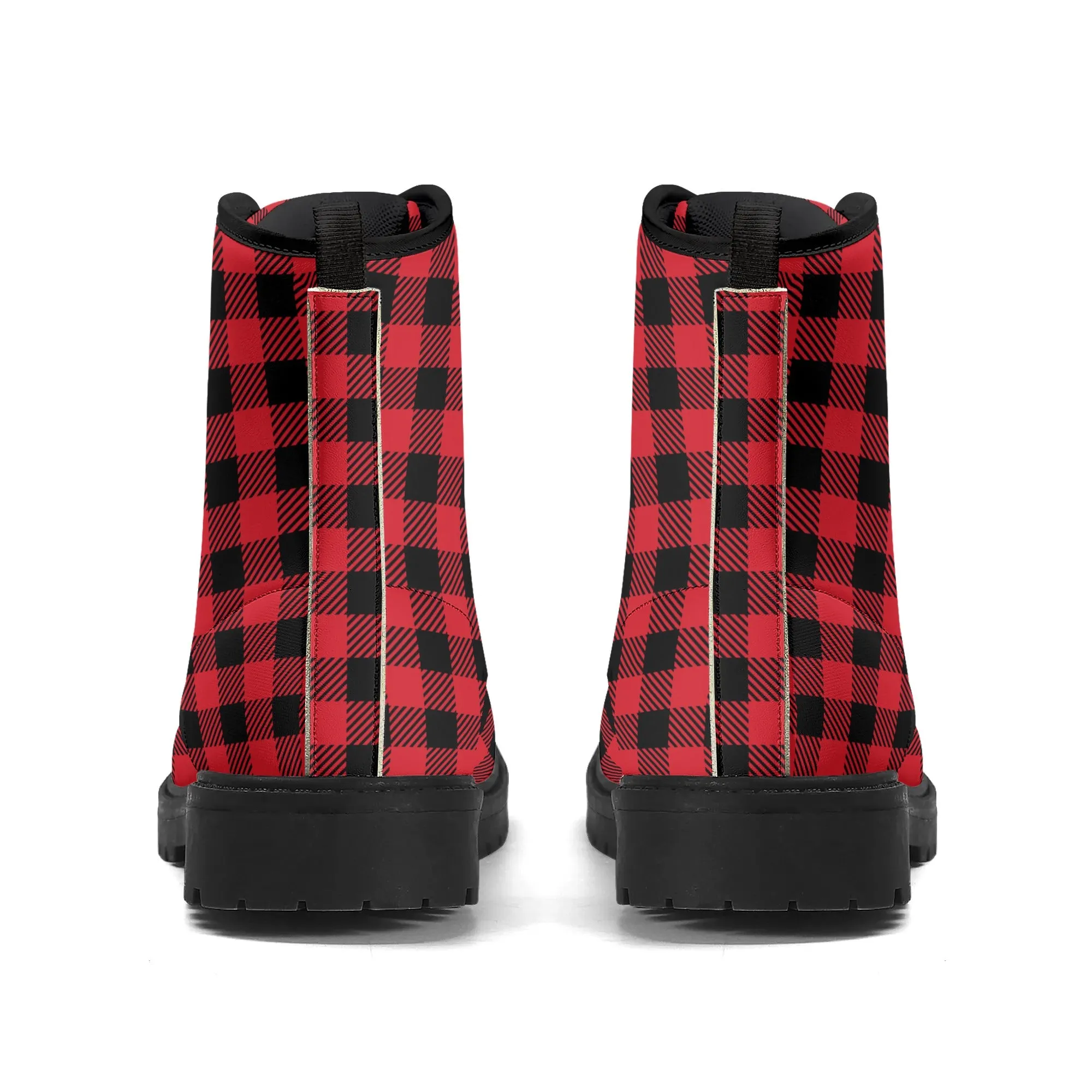 Red Buffalo Plaid Mens Vegan Boots