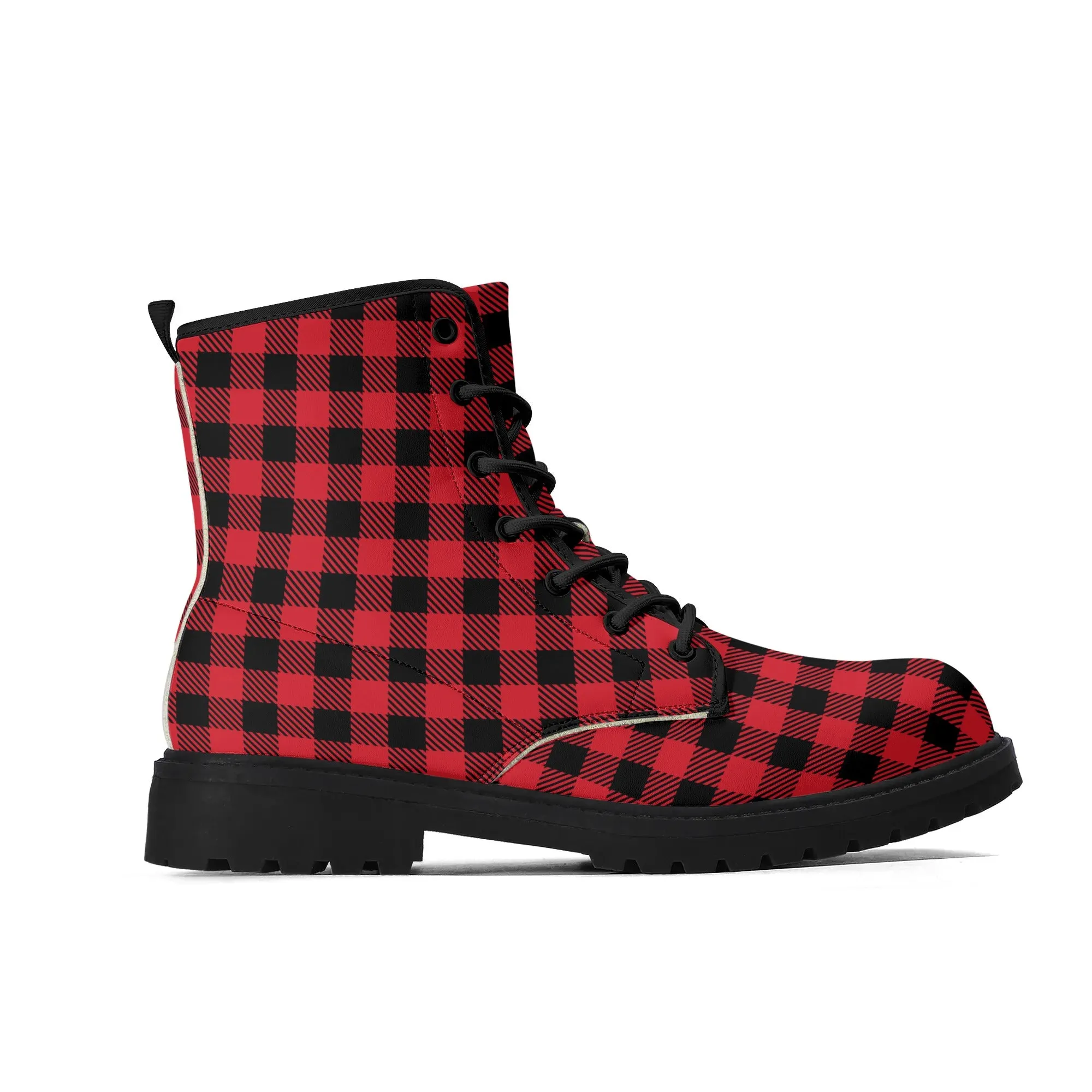Red Buffalo Plaid Mens Vegan Boots