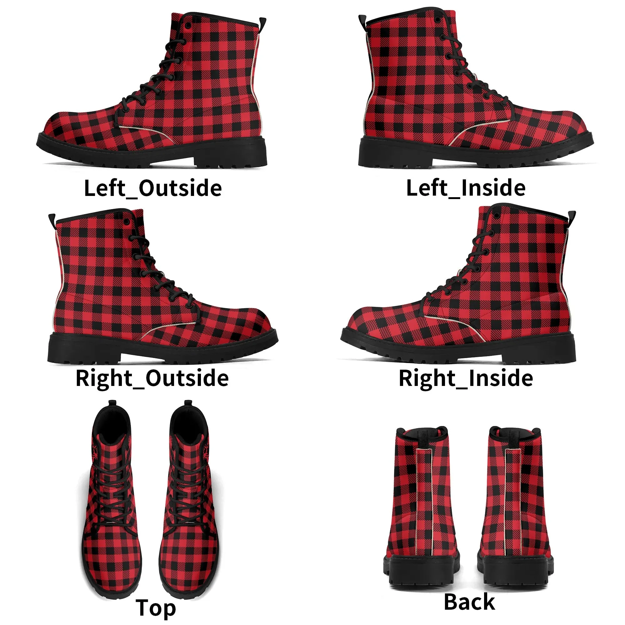 Red Buffalo Plaid Mens Vegan Boots