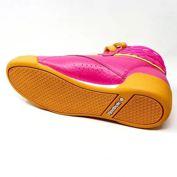 Reebok Kids Freestyle Hi Classic Pink Orange Yellow Girls Sneakers M46777