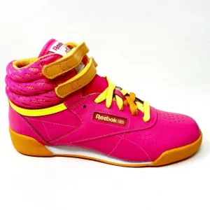 Reebok Kids Freestyle Hi Classic Pink Orange Yellow Girls Sneakers M46777