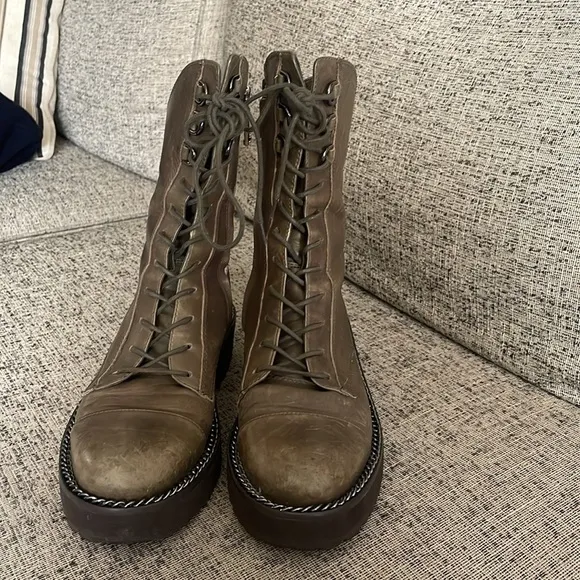 Sam Edleman Linley Olive Green Combat Boots Size 7.5