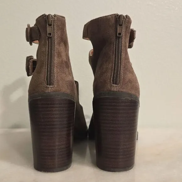 Shellys London Debden Brown Suede Peep Toe Heeled Gladiator Sandals 9