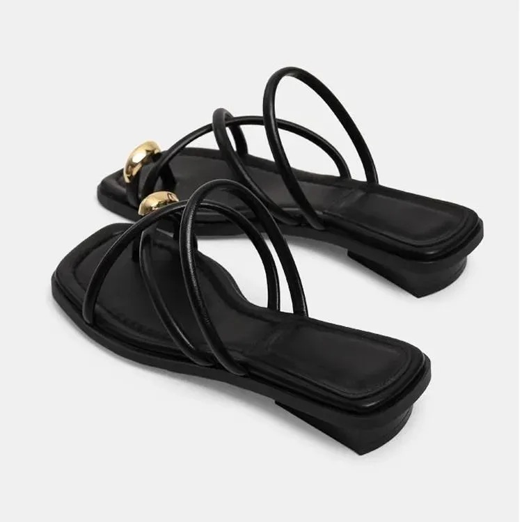 Slipper Flat Heel Roman Shoes - Low Heel Sandals, Open Toe Gladiator Footwear for Women, Summer Beach Sandals