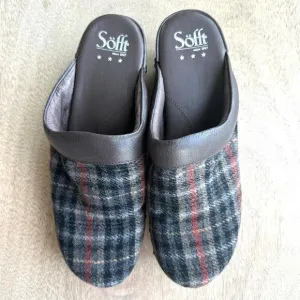 Sofft Wool &amp; Leather Tartan Clogs, Size 10