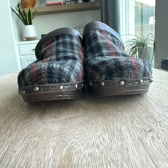 Sofft Wool &amp; Leather Tartan Clogs, Size 10
