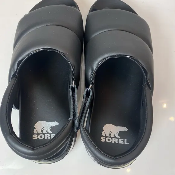 Sorel Womens Viibe Black Slingback Sandal Clogs Puffer Sandals Size 10.5 NWB