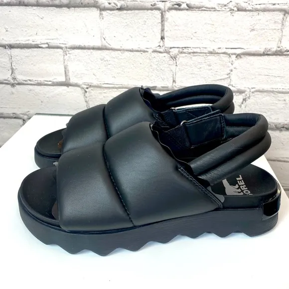 Sorel Womens Viibe Black Slingback Sandal Clogs Puffer Sandals Size 10.5 NWB