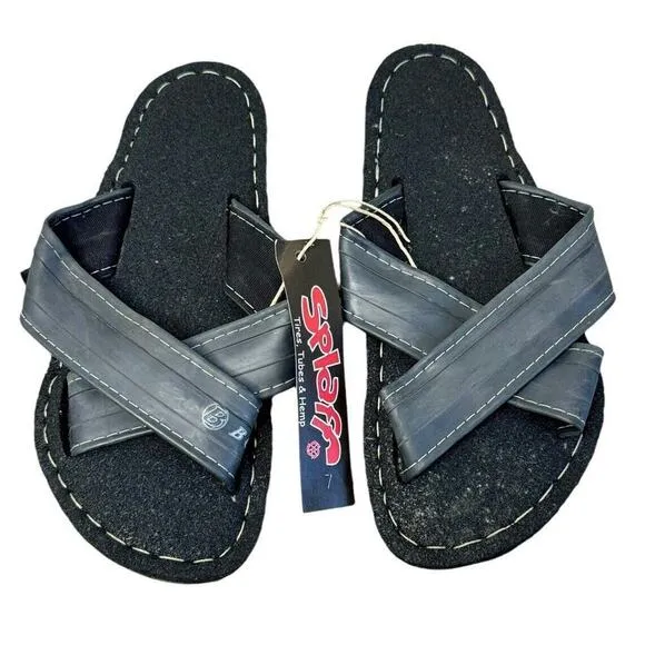 SPLAFF Eco Conscious Gladiator Sandals Recycled Tires Tubes Hemp Slip Ons 7 NEW