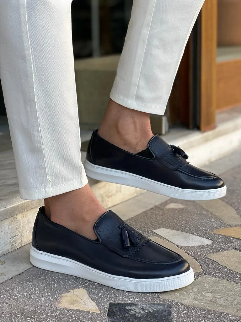 Tampa Dark Blue Tassel Kilt Loafers