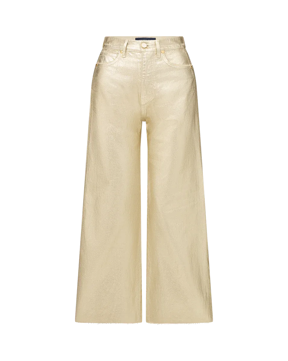 TAYLOR CROPPED HIGH RISE WIDE LEG METALLIC IN GOLD