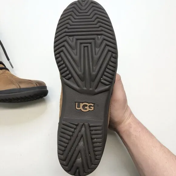 UGG Azaria Waterproof Duck Boots Women's 7 Chestnut Wool Lined Leather Suede