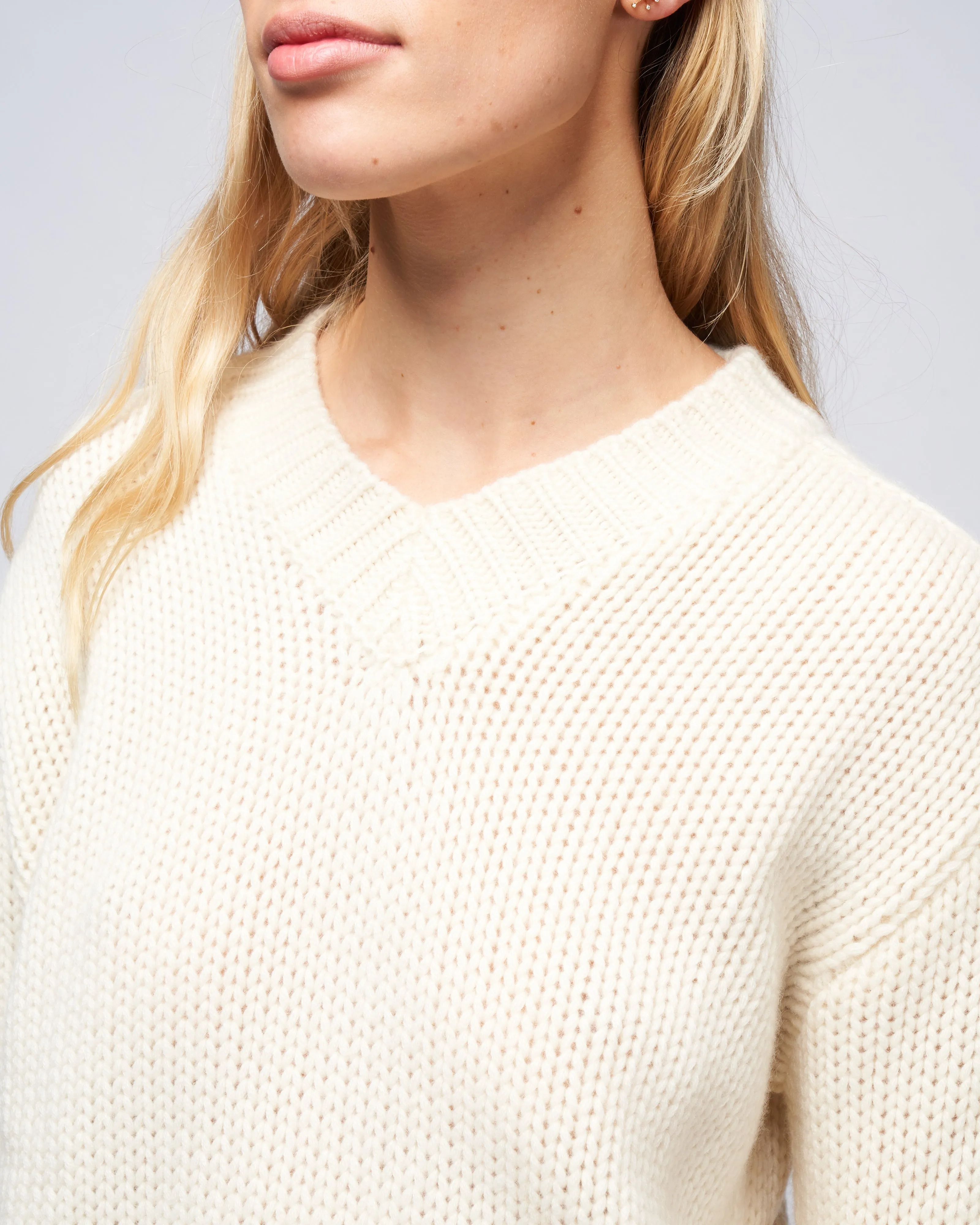 v neck cashmere sweater - off white