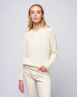 v neck cashmere sweater - off white