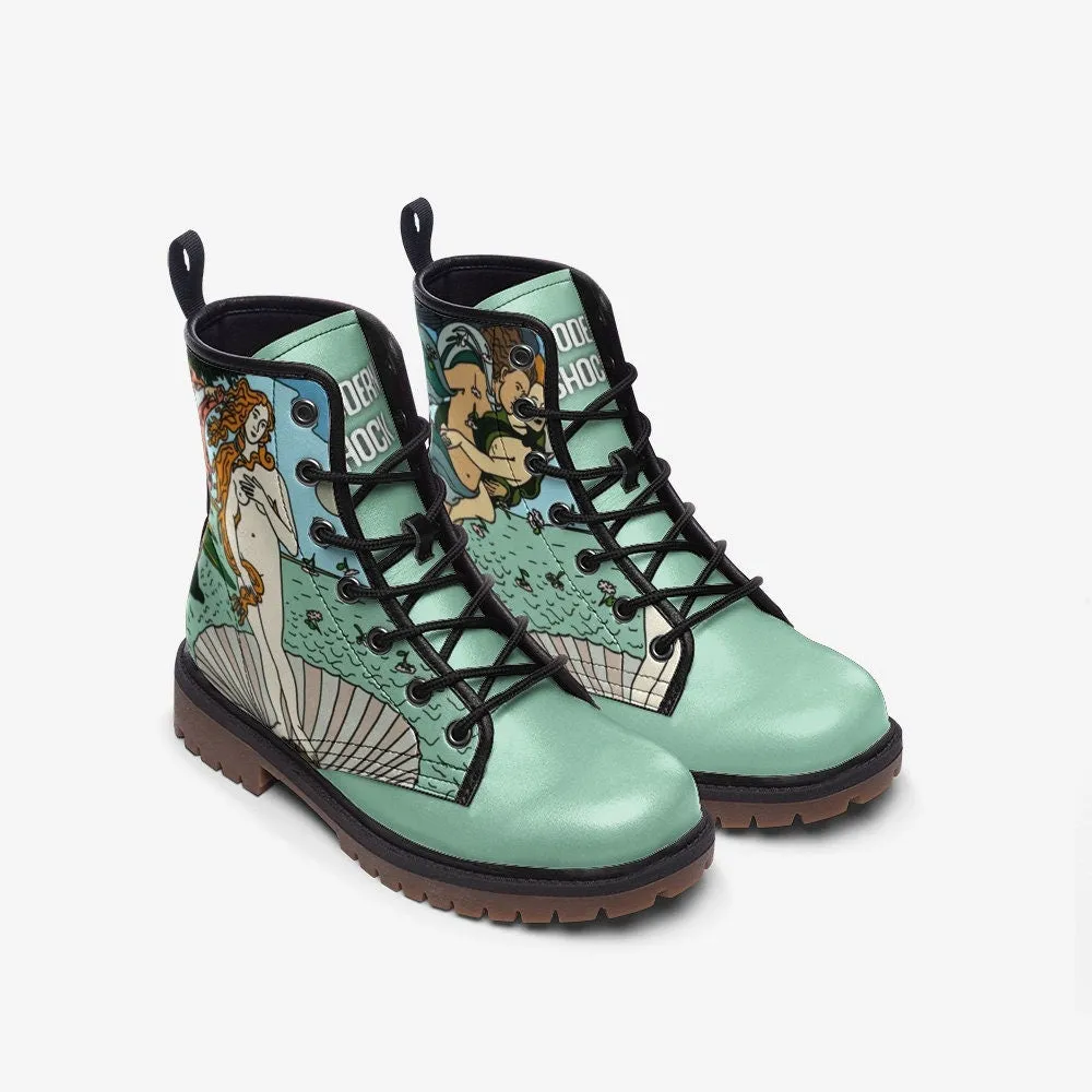 Venus Botticelli Pastel Green Vegan Leather Unisex Boots
