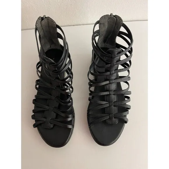 Via Spiga Sandals US 5 Eur 35 Cartlitta Gladiator Black Leather Flats Shoes