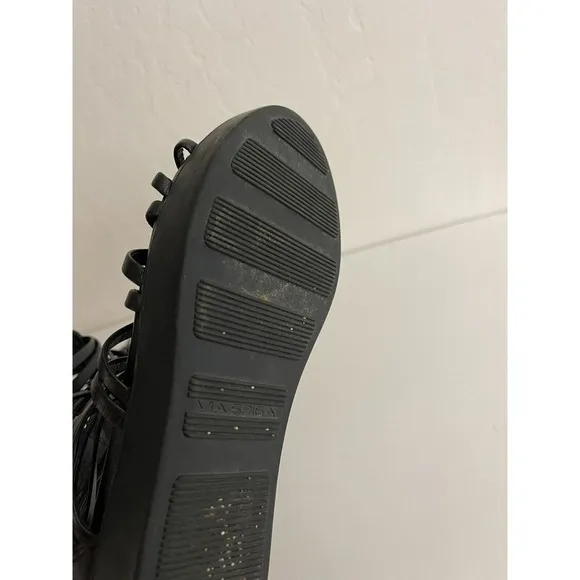 Via Spiga Sandals US 5 Eur 35 Cartlitta Gladiator Black Leather Flats Shoes