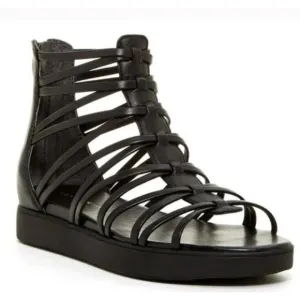 Via Spiga Sandals US 5 Eur 35 Cartlitta Gladiator Black Leather Flats Shoes