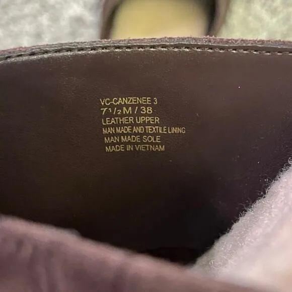 Vince Camuto Canzenee Brown Suede Leather Clogs, Women’s 7.5 Comfort Gold/Sherpa