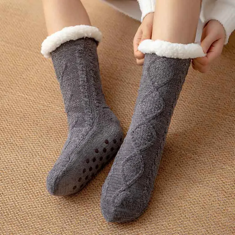 [Warm Gift] Twist Pattern Soft Anti-Slip Thermal Floor Socks for Winter