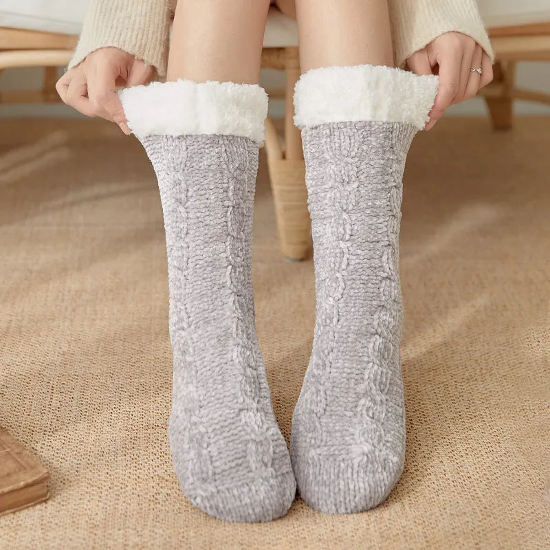 [Warm Gift] Twist Pattern Soft Anti-Slip Thermal Floor Socks for Winter