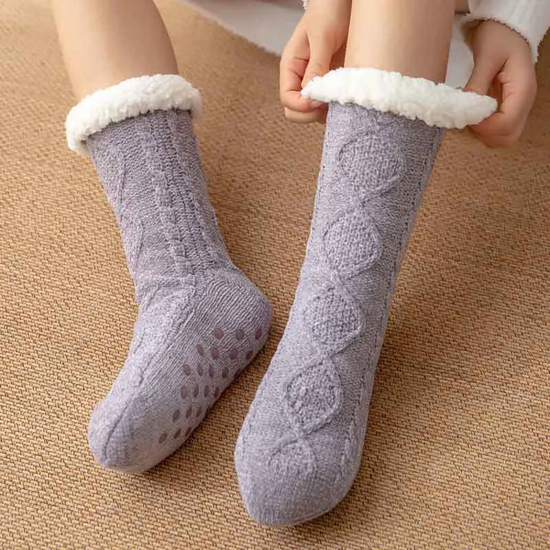 [Warm Gift] Twist Pattern Soft Anti-Slip Thermal Floor Socks for Winter