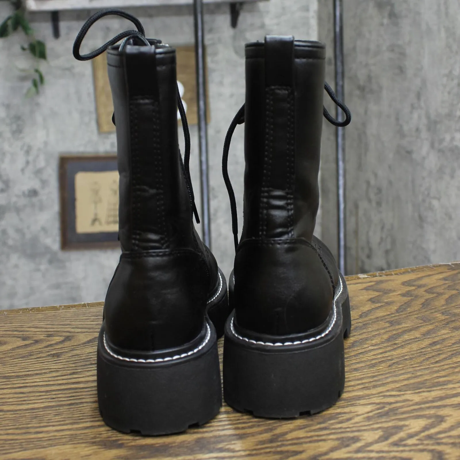 Wild Fable Womens Logan Lug Combat Boots with Memory Foam Insole Black 9M