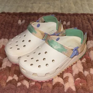 Women’s White and Multicolor Crocs