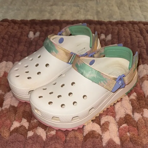 Women’s White and Multicolor Crocs