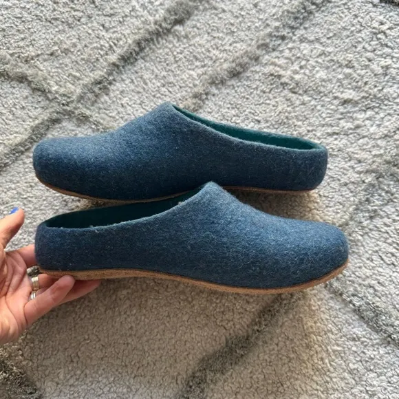 WoolFit wool felt handmade clogs slippers slip on blue German 39 / 9
